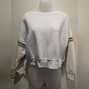 Vintage Havana Gray Sweatshirt with Multicolor Stripes Size Xl